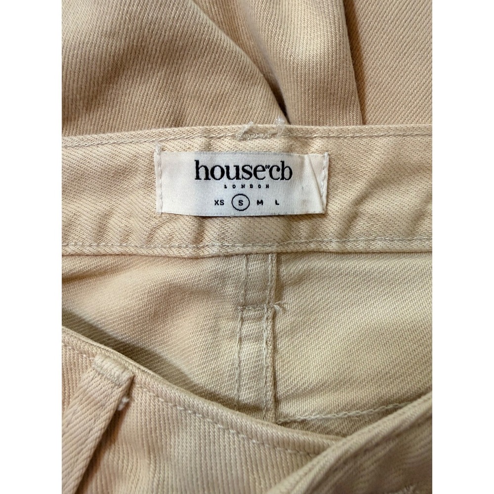 House of CB Yara Beige High Waisted Wide Leg Button Fly Cotton Jeans Small - Picture 6 of 10